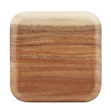 Fdit Elegant Square Food Tray Snacks Sushi Wooden Serving Dish for Home Ottoman Cafe Shop(7.8In)