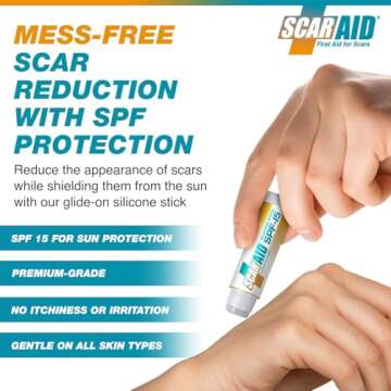 ScarAid SPF-15 Silicone Scar Gel Stick 4.25g – Mess-Free Scar Treatment with Sun Protection - Help...