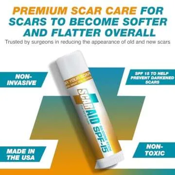 ScarAid SPF-15 Silicone Scar Gel Stick 4.25g – Mess-Free Scar Treatment with Sun Protection - Helps Improve the Look of Old & New Surgery, Injury & Acne Scars – Non-Toxic & Gentle on All Skin Types