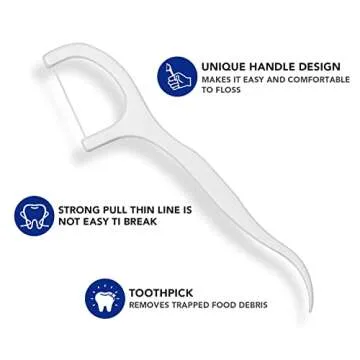 RAZOKO Dental Floss Picks High Toughness Professional Toothpicks Sticks 6-Pack(300pcs) with Portable Case and Dental Picks Perfect for Family,Hotel,Travel