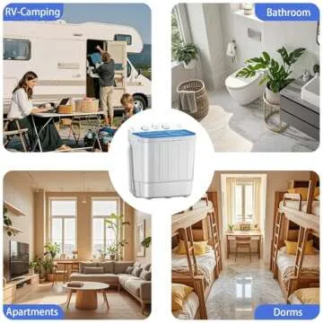 Erivess Portable Twin Tub 18lbs Washing Machine with Drying Rack, 11lbs Washer Mini Compact Laundry Machine with 7lbs Spinner, Semi-automatic Washer Combo for Dorms, Apartments