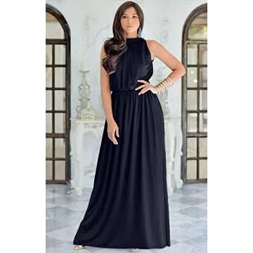 Stunning KOH KOH Women's Party Maxi Dress in Navy Blue