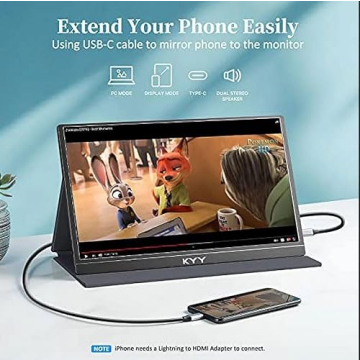 KYY Portable 15.6" FHD Monitor with Smart Cover
