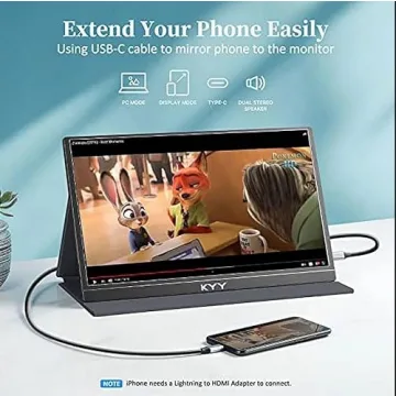 KYY Portable 15.6" FHD Monitor with Smart Cover