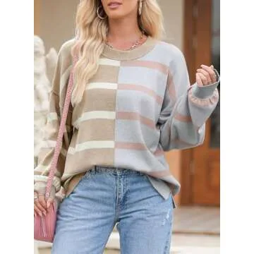 EVALESS Womens Fall Sweaters 2024 Fashion Trendy Striped