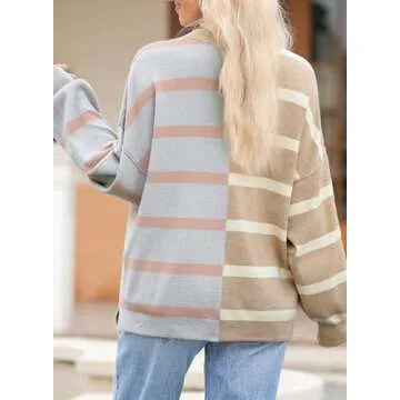 EVALESS Womens Fall Sweaters 2024 Fashion Trendy Striped