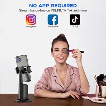 Auto Face Tracking Tripod with Remote, 360° Rotation Auto Tracking Phone Holder, No App, Smart Phone Moving Tripod for Shooting Video, Live Vlog Rechargeable Battery(Black)