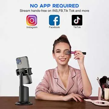 Auto Face Tracking Tripod with Remote, 360° Rotation Auto Tracking Phone Holder, No App, Smart Phone Moving Tripod for Shooting Video, Live Vlog Rechargeable Battery(Black)