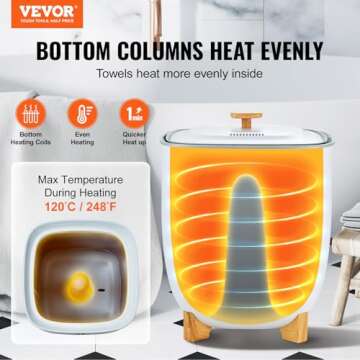 VEVOR Towel Warmer 25L, Towel Warmer Bucket with 2 Heating Modes, 20/40/60/90 Min Auto Shut Off, Bot...