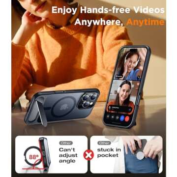 Temdan Magnetic Compatible with iPhone 16 Pro Max Case, [Built-in Invisible Kickstand][Compatible with MagSafe] [Military Grade Shockproof] Slim Translucent Matte Phone Case for iPhone 16 Pro Max 6.9"