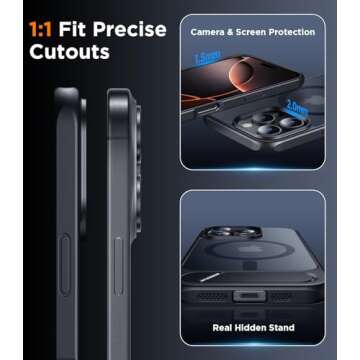 Temdan Magnetic Compatible with iPhone 16 Pro Max Case, [Built-in Invisible Kickstand][Compatible with MagSafe] [Military Grade Shockproof] Slim Translucent Matte Phone Case for iPhone 16 Pro Max 6.9"