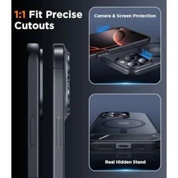 Temdan Magnetic Compatible with iPhone 16 Pro Max Case, [Built-in Invisible Kickstand][Compatible with MagSafe] [Military Grade Shockproof] Slim Translucent Matte Phone Case for iPhone 16 Pro Max 6.9"