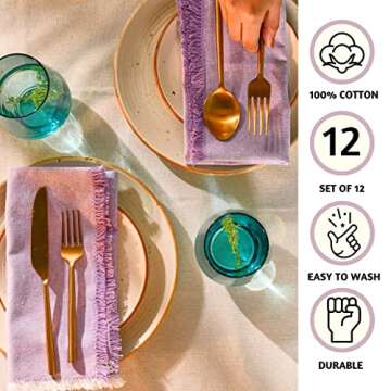 Folkulture Cloth Napkins Set of 12, 18" X 18" Table Napkins for Parties, Napkins Washable for Guests...