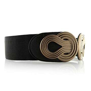 VOCHIC Retro Womens Wide Elastic Waist Belt for Dresses Ladies Stretch Belts with Interlock Buckle