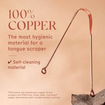 Arista Copper Tongue Scraper 2 Pack, Pure Copper Tongue Cleaner for Adults, Kids Tongue Scraper Copper, Tongue Scrapers for Adults, Metal Tongue Scraper Ayurvedic, Bad Breath Cure Tongue Scraper Kit