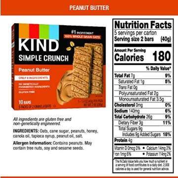 KIND Simple Crunch Bars, Peanut Butter, 7 Ounce (Pack of 8)