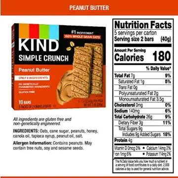 KIND Simple Crunch Bars, Peanut Butter, 7 Ounce (Pack of 8)