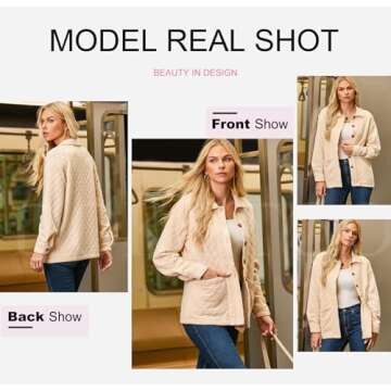 Dokotoo Quilted Button Down Shacket for Women