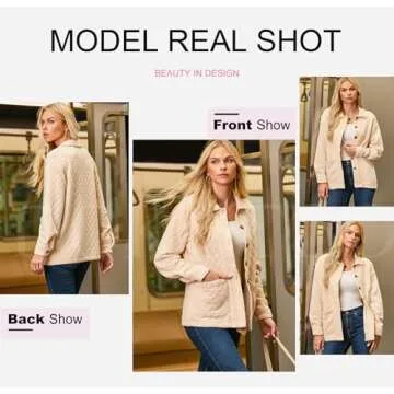 Dokotoo Quilted Button Down Shacket for Women