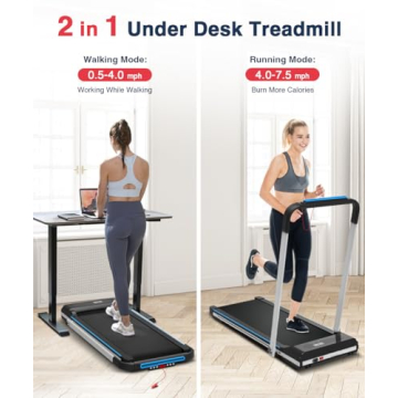 REDLIRO Under Desk Treadmill 2 in 1 Walking Pad, Portable, Folding, Electric, Motorized, Walking and Jogging Machine with Remote Control for Home and Office Workout