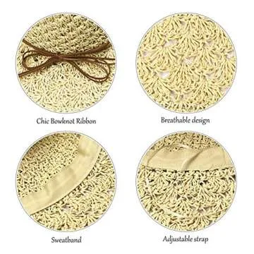 Xixihaha Womens Sun Beach hat for Women Foldable Floppy Summer Straw Hat Wide Brim Hat UV Protection Sun Hats for Women White