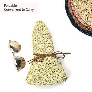 Xixihaha Womens Sun Beach hat for Women Foldable Floppy Summer Straw Hat Wide Brim Hat UV Protection Sun Hats for Women White