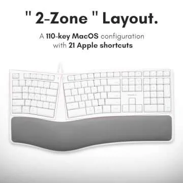 Macally Wired Ergonomic Keyboard for Mac - Comfortable Split Keyboard Mac, Compatible Apple Keyboard with Numeric Keypad - Ergo Keyboard for Mac MacBook Pro/Air iMac