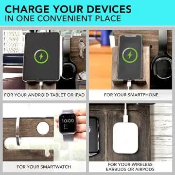 EcoLeafy Dot Nightstand Organizer- Wooden Rustic Bedside Organizer for Cellphone, Watches, Sunglasses & Accessories- Unique Gifts for Dad or Men Who Have Everything