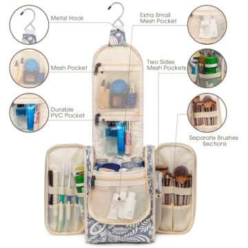 Narwey Small Hanging Toiletry Bag Women Travel Makeup Bag Organizer Toiletries Bag for Travel Size E...