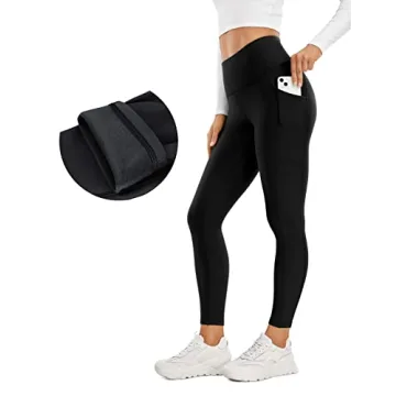 CRZ YOGA Thermal Fleece Lined Leggings Women 25'' - High Waisted Winter Workout Hiking Pants with Po...