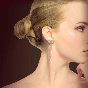 Agriajun Rhinestones Bow Drop Dangle Earrings - Elegant Sparkly Jewelry