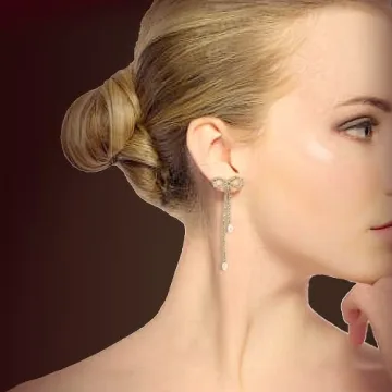 Agriajun Rhinestones Bow Drop Dangle Earrings - Elegant Sparkly Jewelry