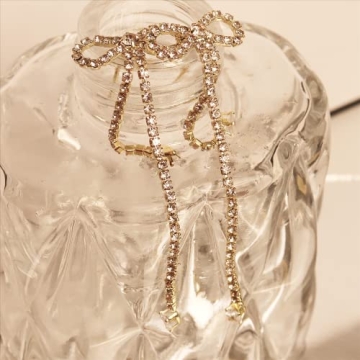 Agriajun Rhinestones Bow Drop Dangle Earrings - Elegant Sparkly Jewelry