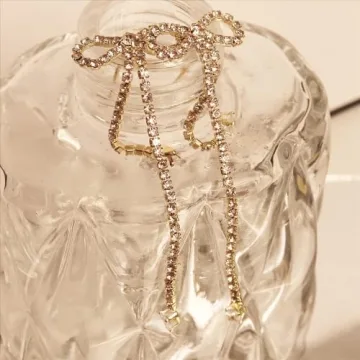 Agriajun Rhinestones Bow Drop Dangle Earrings - Elegant Sparkly Jewelry