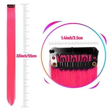 MEckily 22 Inch Hot Pink Hair Extensions for Parties