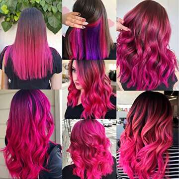 MEckily 22 Inch Hot Pink Hair Extensions for Parties