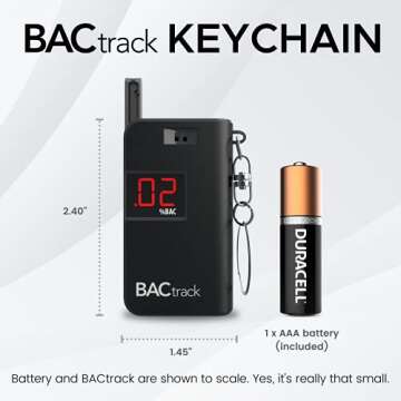 BACtrack Keychain Breathalyzer (Black) | Ultra-Portable Pocket Keyring Alcohol Tester for Personal U...