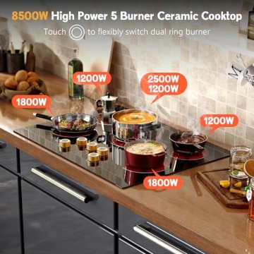 Traenvir 30 Inch Electric Cooktop with 5 Burners