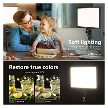 Neewer 2-Pack 11.3' Dimmable Bi-Color Soft Lights with Light Stand, 21W 3200K5600K CRI 97+ 2200Lux LED Panel for Game/Live Stream/YouTube/Photography