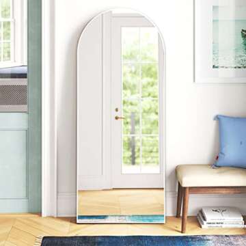PexFix Full Length Mirror 65"x22" Sleek Arched-Top Floor Mirror with Standing Holder Bedroom Dressin...