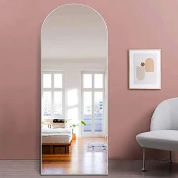 PexFix Full Length Mirror 65"x22" Sleek Arched-Top Floor Mirror with Standing Holder Bedroom Dressing Mirror Arched Wall Mirror Standing, Leaning Hanging (White)