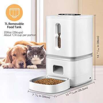 Automatic Cat Feeder, Automatic Pet Feeder Dry Food 7L, Portion Control 1-4 Meals per Day & 10s Voice Recorder for Small and Medium Pets