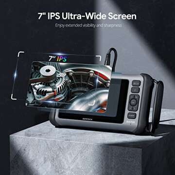 DEPSTECH 7'' IPS Screen Borescope, Triple Lens Endoscope Camera with Light, Sound Recording Video In...