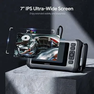 DEPSTECH 7'' IPS Screen Borescope, Triple Lens Endoscope Camera with Light, Sound Recording Video In...