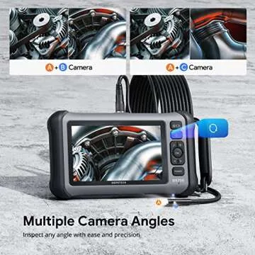 DEPSTECH 7'' IPS Screen Borescope, Triple Lens Endoscope Camera with Light, Sound Recording Video Inspection Camera, 1080P HD Sewer Camera, 16.5ft Gooseneck Snake Camera for Automotive, Plumbing, HVAC