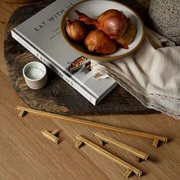 Goo-Ki Kitchen Cabinet Knobs Vintage Brass – 6-Pack Zinc Alloy Drawer Pulls for Dresser