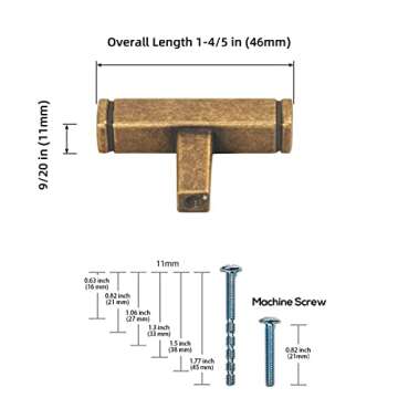 Goo-Ki Vintage Brass Cabinet Knobs - 6-Pack Durable Pulls
