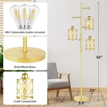 Stylish ROTTOGOON 68" Dimmable Floor Lamp for Home