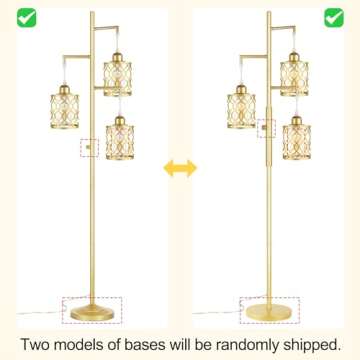 ROTTOGOON 68" Gold Floor Lamp, Dimmable Industrial Floor Lamps for Living Room, 3 Light Rustic Standing Tall Lamp Including 3 PCS 6W E26 Bulbs, Farmhouse Tree Floor Lamp for Bedrooms, Office, Bar