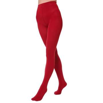 EVERSWE Women's 80 Den Soft Opaque Tights, Women's Tights (S/M, Red Dahlia)